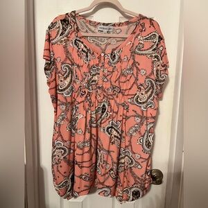 Southern Lady XL tunic in coral/beige/brown